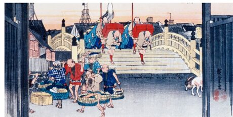 The bridge in the Edo era - print by Hiroshige